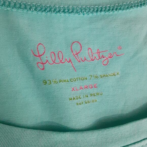 Lilly Pulitzer Pima Cotton Scoop Neck T Shirt Ice Blue Womens XL Resort Summer - Picture 5 of 10